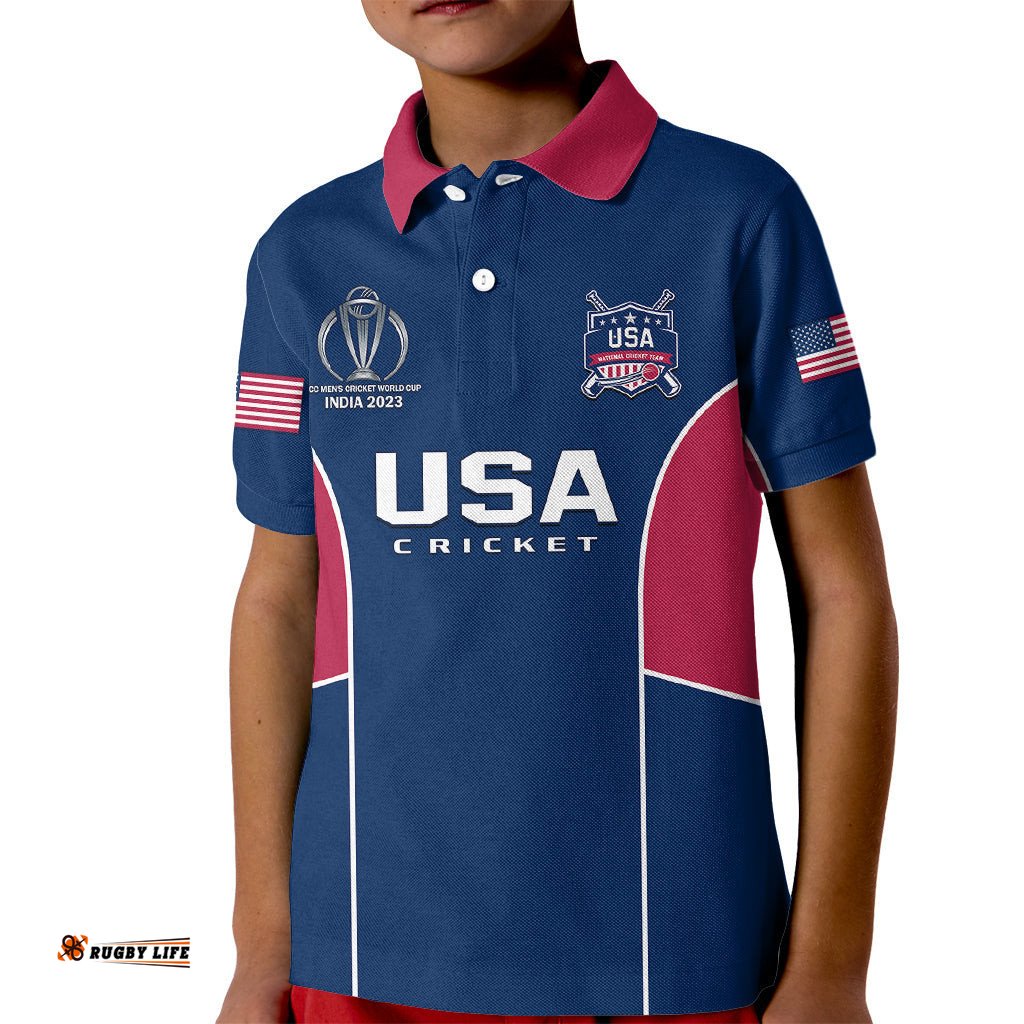 Personalised United States Cricket Kid Polo Shirt Go USA Dynamic Version-