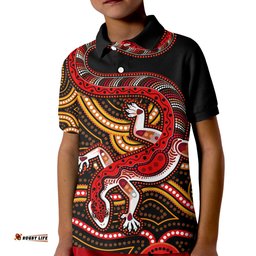 Custom Personalised Aboriginal Art Lizard Polo Shirt KID You Are Number One