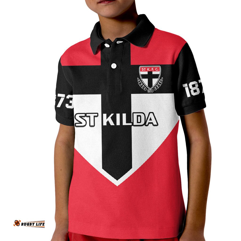 Personalised St Kilda FootballKid Polo Shirt Saints 150th Anniversary Sporty Style