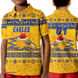 Custom Personalised West Coast Eagles Polo Shirt KID Christmas Simple Style - Gold