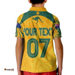 Personalised Aussie Matildas Kid Polo ShirtWomen World Cup Marble Patterns