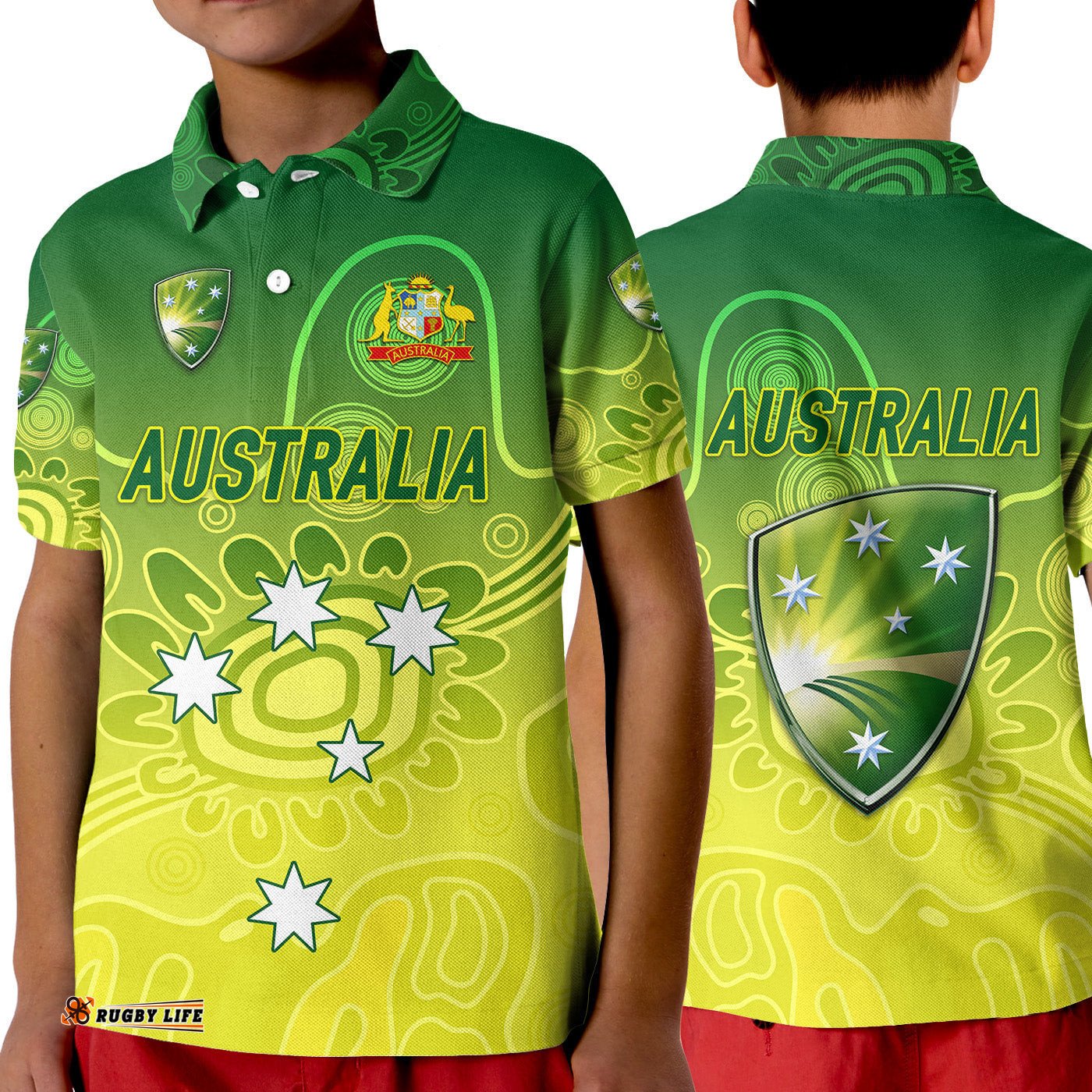 Australia Men Cricket Team Polo Shirt KID Indigenous Style