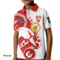Custom Text And Number Swans Football NAIDOCPolo Shirt KID Sydney For Our Elders Indigenous Art