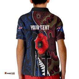 Custom Personalised Aboriginal Mix Maori Anzac Day KID Polo Shirt Lest We Forget