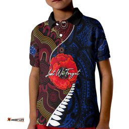 Custom Personalised Aboriginal Mix Maori Anzac Day KID Polo Shirt Lest We Forget