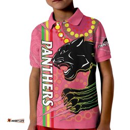Custom Text And Number Panthers Rugby Polo Shirt KID The Mountain Men Aboriginal Art Dynamic Pink Version