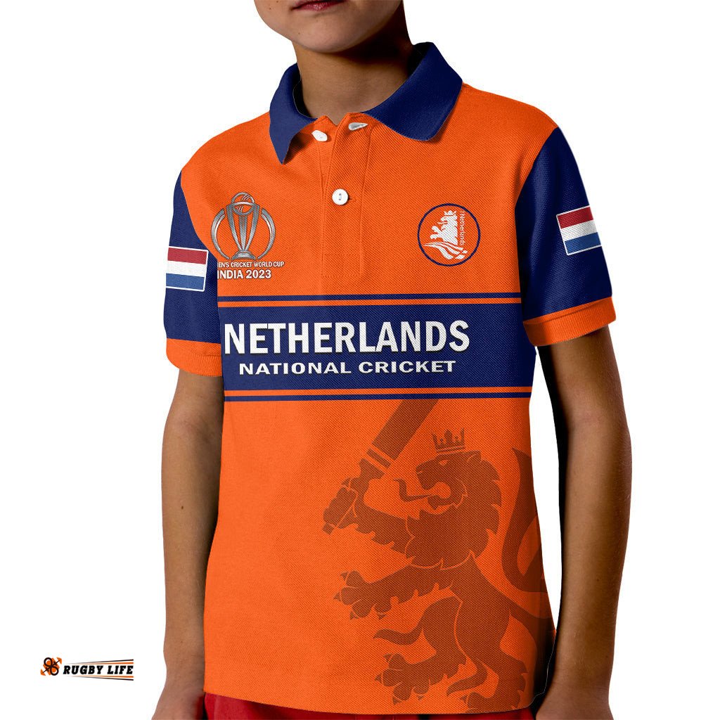 Personalised Netherlands Cricket Kid Polo Shirt Dynamic Version-