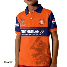 Personalised Netherlands Cricket Kid Polo Shirt Dynamic Version-