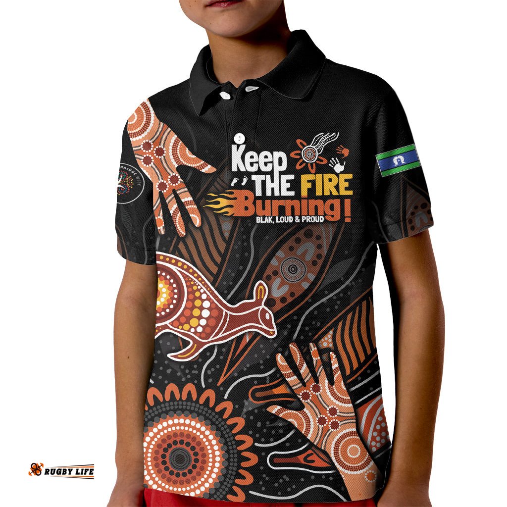 NAIDOC Week 2024 Personalised Kid Polo Shirt Aboriginal Hand Stencils
