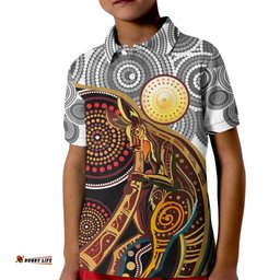 Aboriginal Kangaroo Pattern Dot Art Kid Polo Shirt TS04