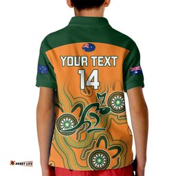 Custom Australia Rugby Kid Polo Shirt WallabiesIndigenous Art