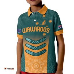 Custom Wallaroos Womens Rugby Kid Polo Shirt Aboriginal Dots Art