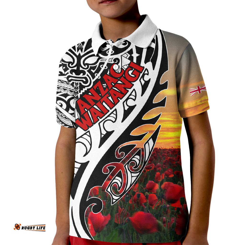 Personalised New Zealand Waitangi and ANZAC day Kid Polo Shirt