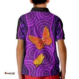 Aboriginal Dot Polo Shirt KID Butterfly Natural Beauty