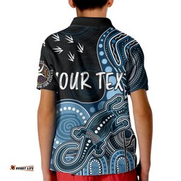 Personalised NAIDOC WeekAFL Blues Kid Polo Shirt Aboriginal Dot Art Lizard Mix Boomerang