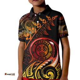New Zealand Kid Polo Shirt Aotearoa Wisdom Face Maori Fern Tattoo Arty