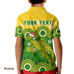 Custom Personalised Australia Soccer Christmas Polo Shirt KID Socceroos Indigenous Kangaroo