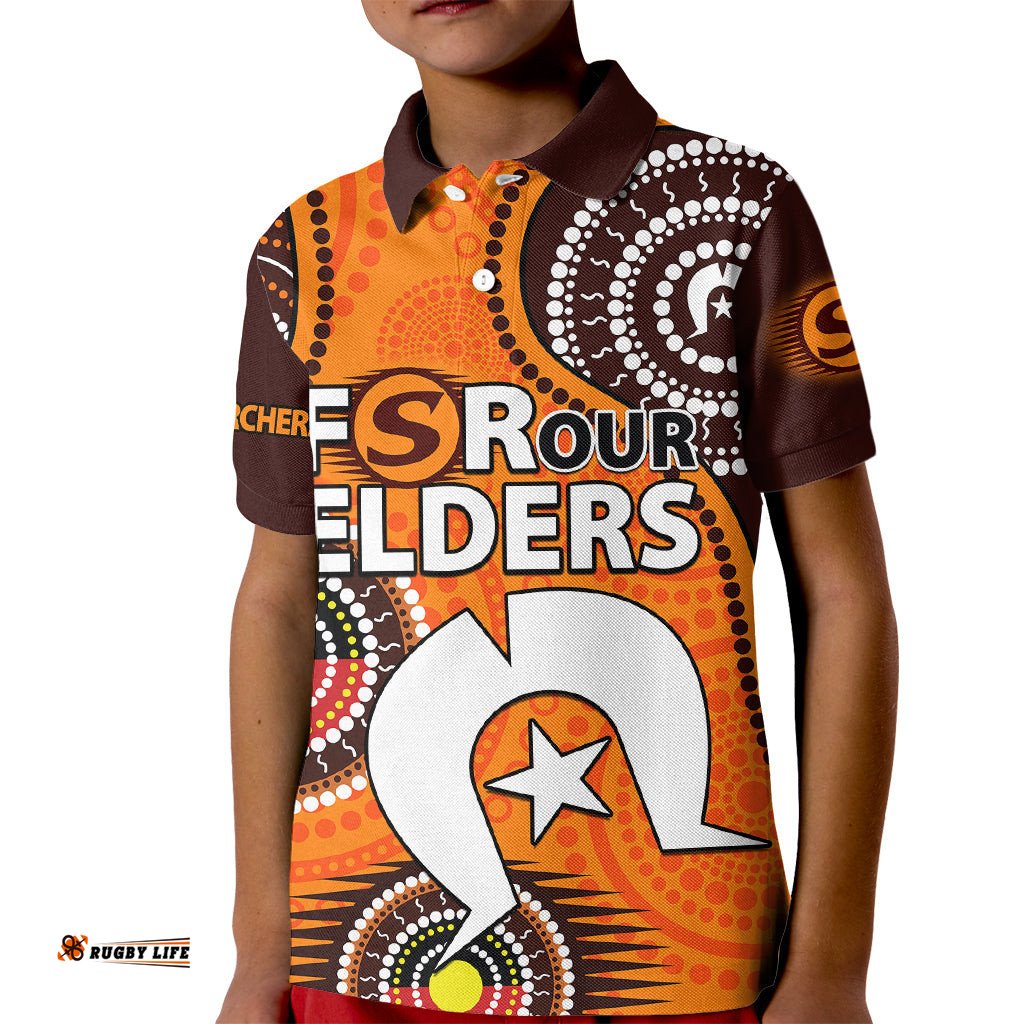Custom Text And NumberScorchers BBL Kid Polo Shirt Aboriginal NAIDOC For Our Elders