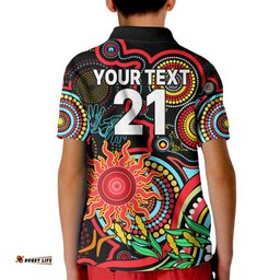 Custom Suns Football Aboriginal Art Kid Polo Shirt NAIDOC Indigenous Tribal