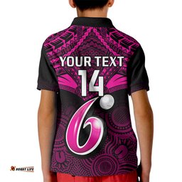 Custom Sydney Sixers Cricket Kid Polo ShirtUnique Indigenous Art Mix Polynesian Pattern