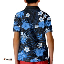 Australian Strikers Cricket Kid Polo Shirt Baeuty Pacific Hibiscus and Polynesian Pattern