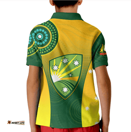 Custom Personalised Cricket Australia Polo Shirt KID Unique Aboriginal
