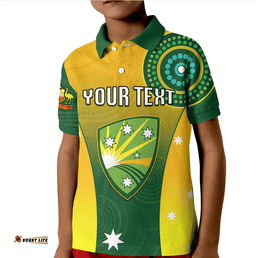 Custom Personalised Cricket Australia Polo Shirt KID Unique Aboriginal