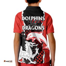 NRL Combine Dolphins and Dragons Kid Polo Shirt Sporty Style