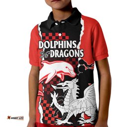 NRL Combine Dolphins and Dragons Kid Polo Shirt Sporty Style