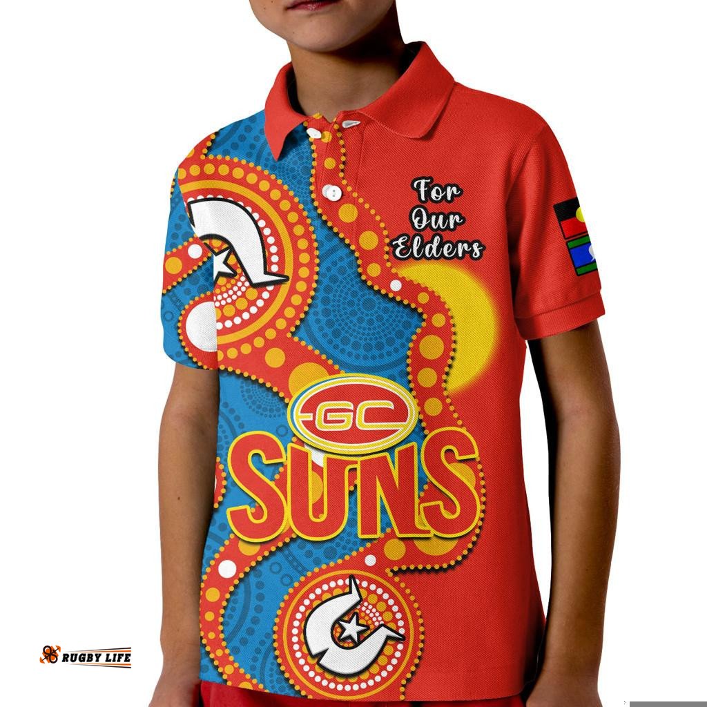 Gold Coast Football NAIDOCPolo Shirt KID Suns Indigenous For Our Elders