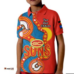 Gold Coast Football NAIDOCPolo Shirt KID Suns Indigenous For Our Elders