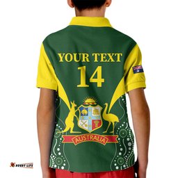 Custom Australia Cricket Kid Polo Shirt 2024 World Cup Go Aussie - Green Version