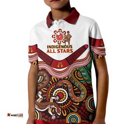 Australia Indigenous Rugby Kid Polo Shirt All Stars Aussie Snake And Lizard