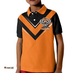 Personalised Wests Tigers Rugby Kid Polo Shirt Orange Simple Style