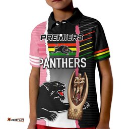 Personalised Panther Rugby NRL Premiers Kid Polo Shirt Panther Pride Black & Pink Sporty Vibe
