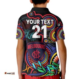 Custom Demons Football Aboriginal Art Kid Polo Shirt NAIDOC Indigenous Tribal