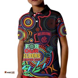 Custom Demons Football Aboriginal Art Kid Polo Shirt NAIDOC Indigenous Tribal