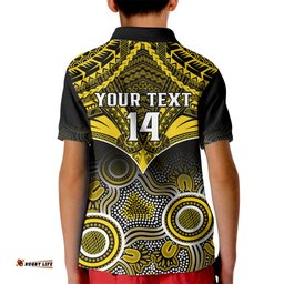 Personalised Richmond Football Kid Polo Shirt Tigers Aboriginal Mix Polynesian Pattern