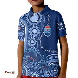 Personalised State Of Origin NAIDOCKid Polo Shirt Kangaroo Mix Vines - Blues Style