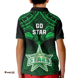 Melbourne Stars Cricket Kid Polo ShirtUnique Indigenous Art Mix Polynesian Pattern