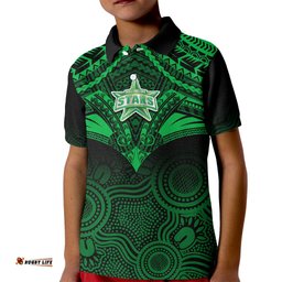 Melbourne Stars Cricket Kid Polo ShirtUnique Indigenous Art Mix Polynesian Pattern