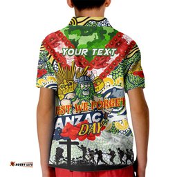 Personalised Raiders ANZAC Day Kid Polo Shirt Aboriginal Rising Sun