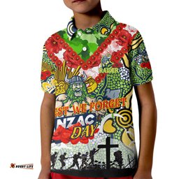 Personalised Raiders ANZAC Day Kid Polo Shirt Aboriginal Rising Sun