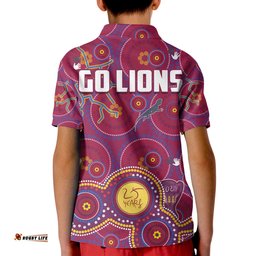 Brisbane Football Polo Shirt KID Indigenous Pattern Go Lions Unique Style