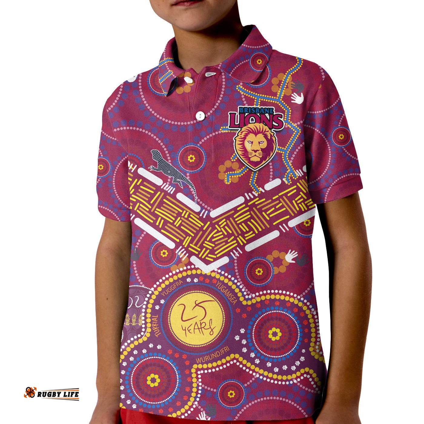 Brisbane Football Polo Shirt KID Indigenous Pattern Go Lions Unique Style