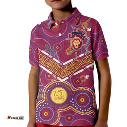 Brisbane Football Polo Shirt KID Indigenous Pattern Go Lions Unique Style