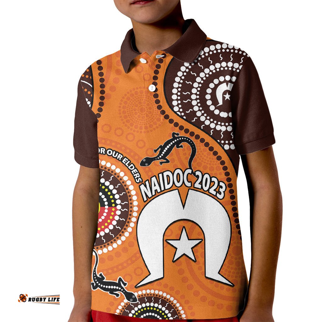 Custom PersonalisedNAIDOC Week Kid Polo Shirt Lizard Aboriginal