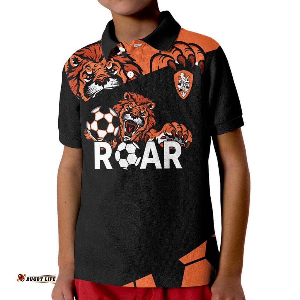 Brisbane Roar Soccer Kid Polo Shirt The Roar Mascot