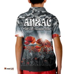 Anzac Day Kid Polo Shirt Soldier Poppy Vibe