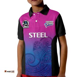 Custom Text And Number Aotearoa Netball Polo Shirt KID Southern SteelANZ Premiership